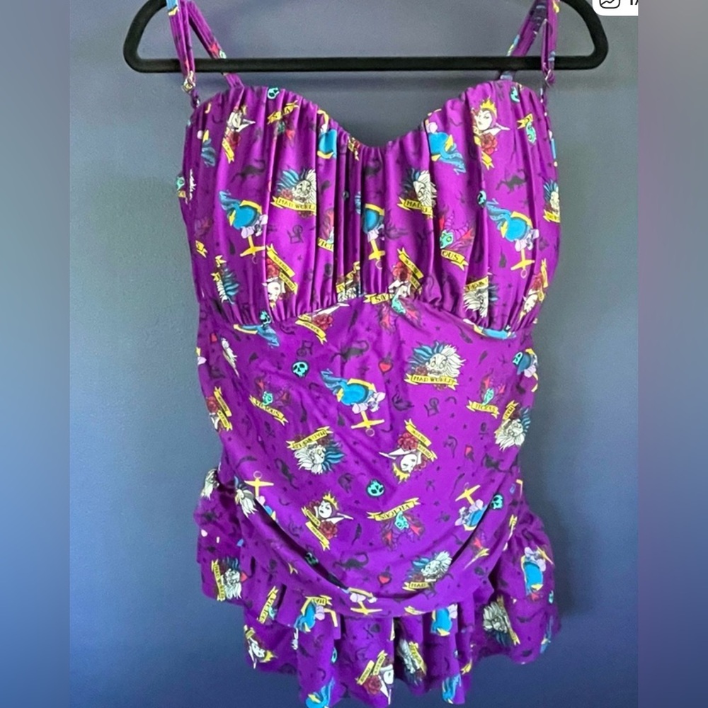 Hot Topic XS Disney Villain Purple one piece bathing suit
